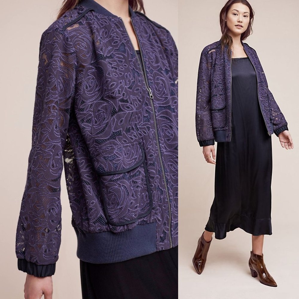 Anthropologie Purple Lace Jacket